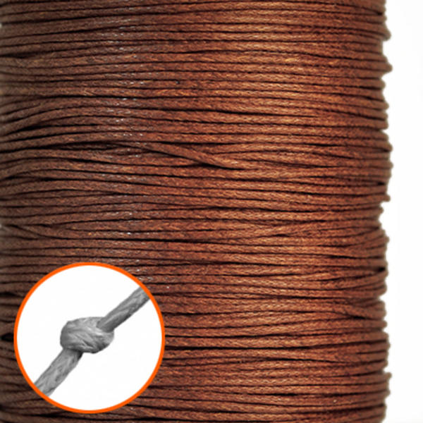 Vaxad bomullssnöre, ca 1mm, brun, 10m brun