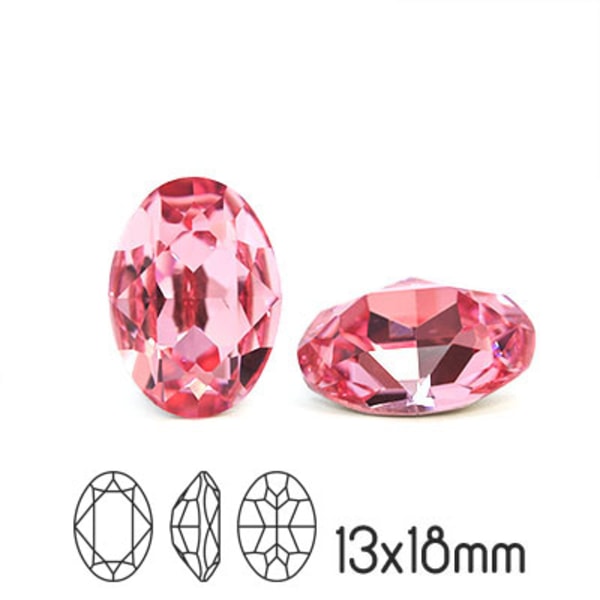 Preciosa kristall, 18x13mm MC Oval, Light Rose, 1st rosa