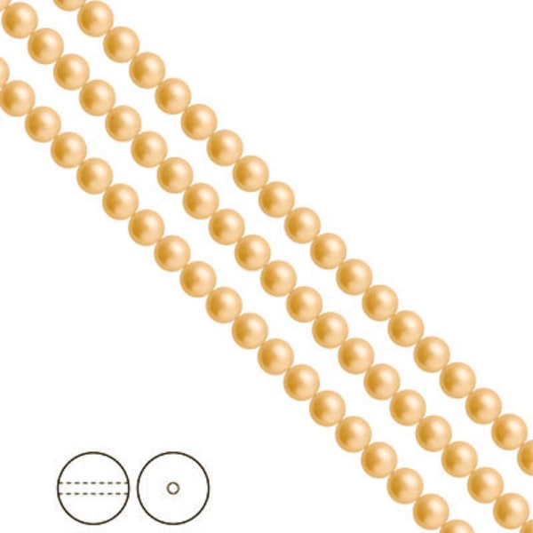 Preciosa Nacre Pearls (premiumkvalitet), 4mm, Gold, 30st