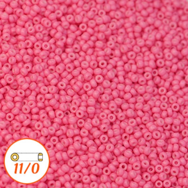 Miyuki seed beads 11/0, dyed bright pink, 10g rosa