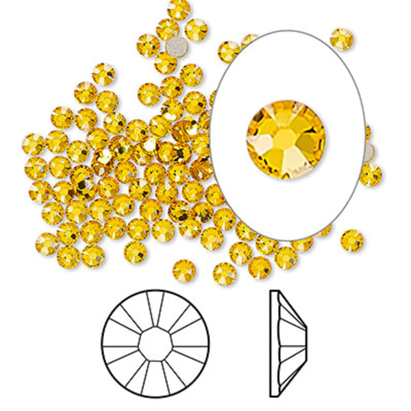 Swarovski flat back strass, 2.5-2.7mm, sunflower, 20-pack gul