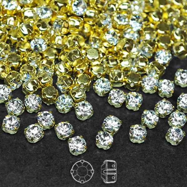 Preciosa chaton montées, SS16 (3.8-4mm), guld/Crystal, 50st transparent