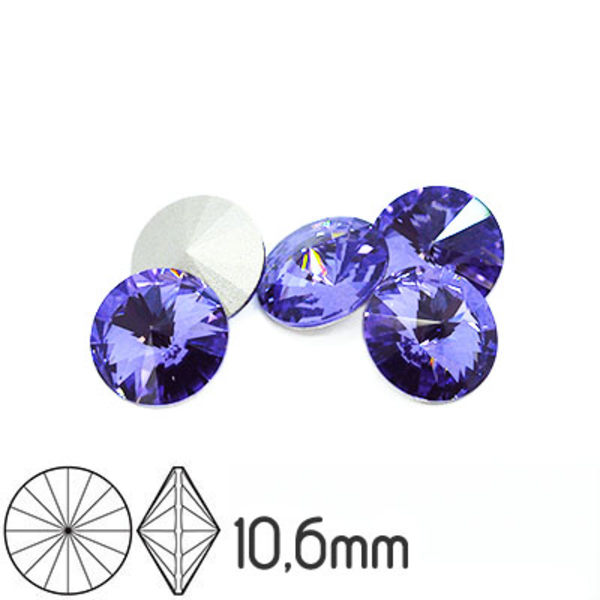 Preciosa rivoli kristaller, 10.6mm (SS47), Tanzanite, 2st lila