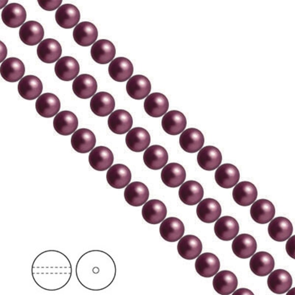 Preciosa Nacre Pearls (premiumkvalitet), 6mm, Light Burgundy, 25