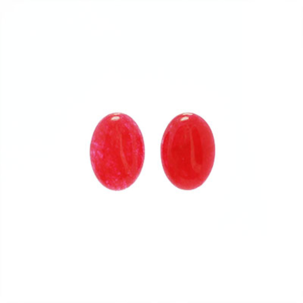 Cabochon, färgad kvarts, röd, ca 10x14mm oval, 1st röd