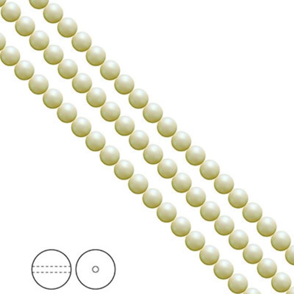 Preciosa Nacre Pearls (premiumkvalitet), 4mm, Pearlescent Cream, beige