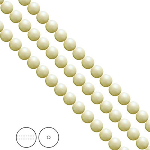 Preciosa Nacre Pearls (premiumkvalitet), 6mm, Pearlescent Cream,