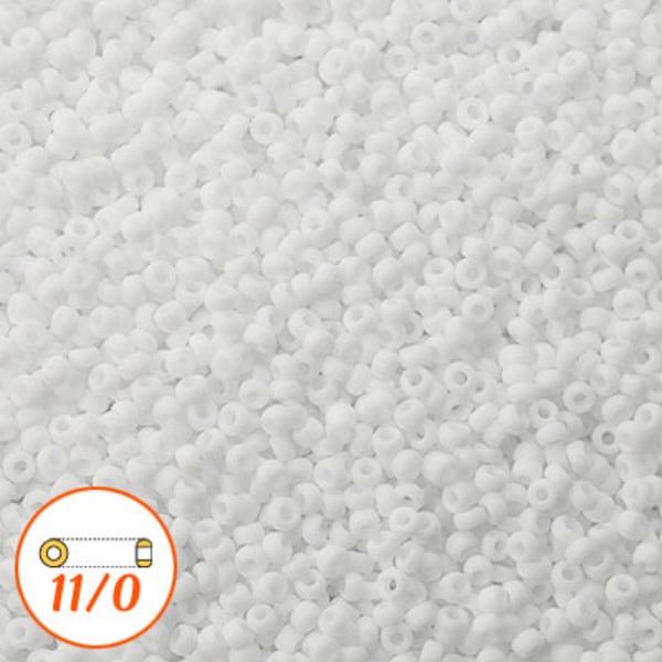 Miyuki seed beads 11/0, matte opaque white, 10g vit