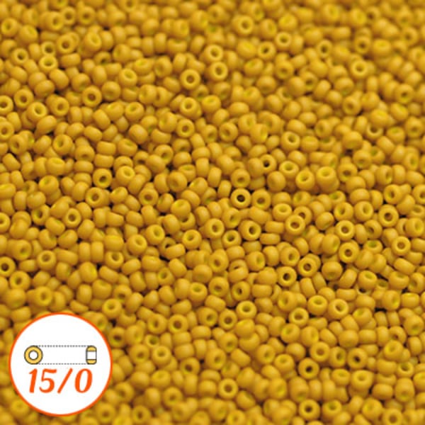 Miyuki seed beads 15/0, matte opaque mustard, 10g brun