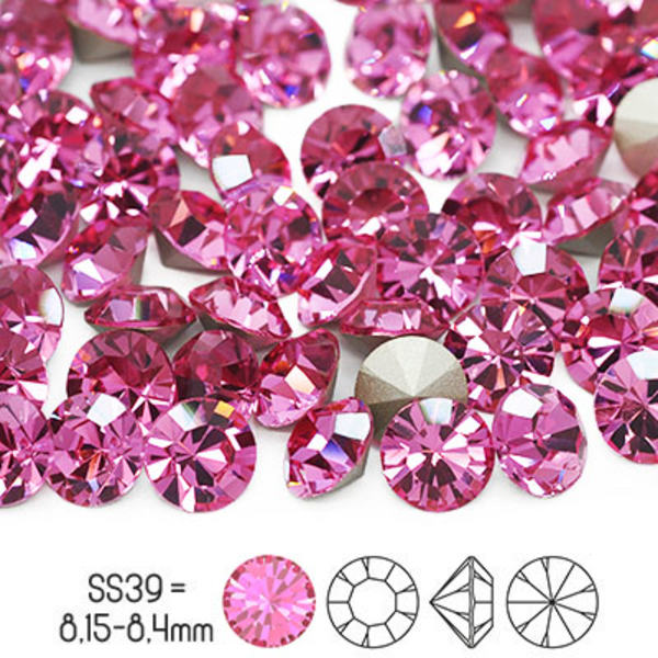 Preciosa chatons, SS39 (ca 8mm), Rose, 4st rosa