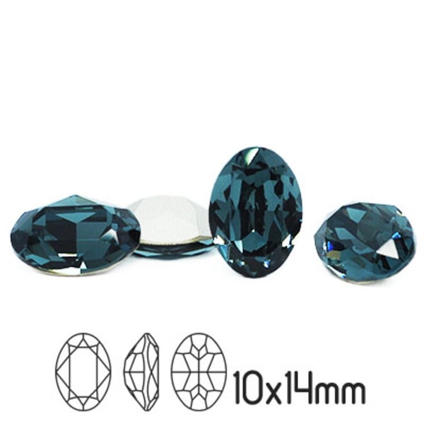 Preciosa kristall, 14x10mm MC Oval, Montana, 1st blå