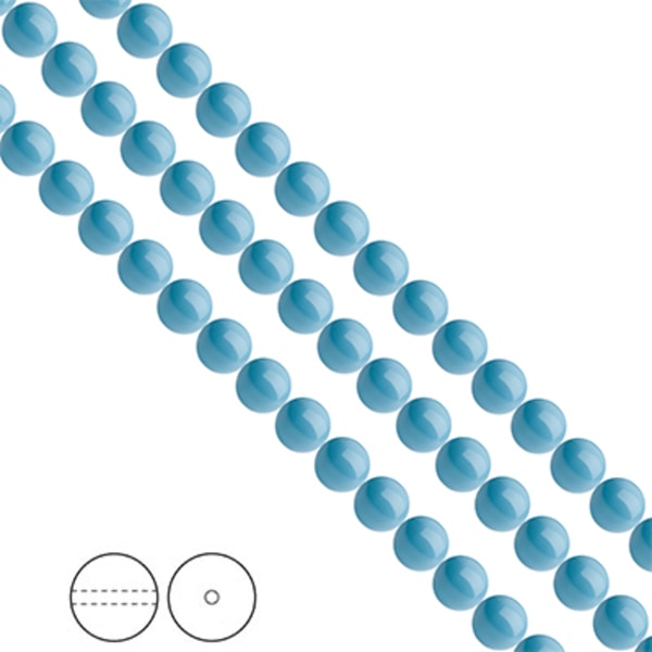 Preciosa Nacre Pearls (premiumkvalitet), 6mm, Aqua Blue, 25st