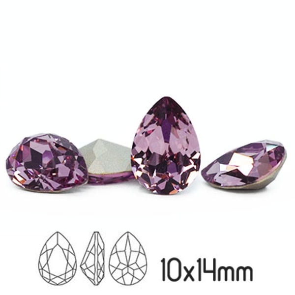 Preciosa kristall, 14x10mm Baroque Pear, Light Amethyst, 1st lila