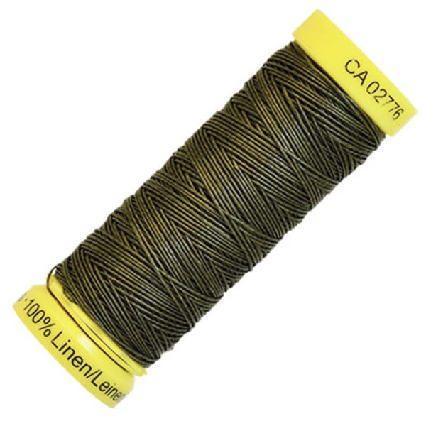 100% lintråd från Gütermann (0,25mm grov), mörk khaki, 50m grön