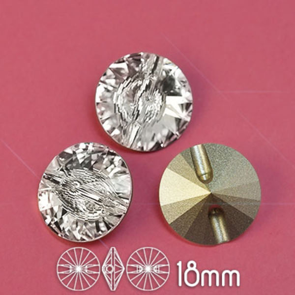 Aurora kristallknappar, 18mm, Crystal Clear (folierad), 2st transparent
