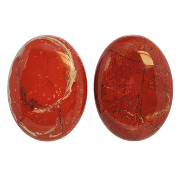 Cabochon, naturlig breccierad rödbrun jaspis, ca 30x40mm oval, 1 brun
