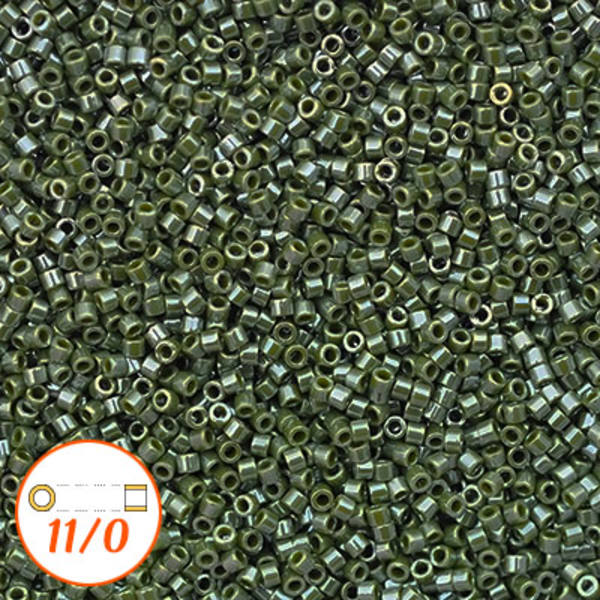 Miyuki Delica 11/0, opaque avocado luster, 5g grön