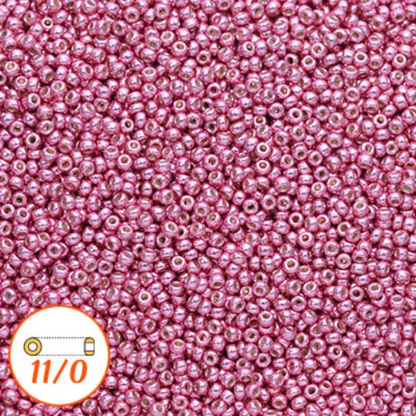 Miyuki seed beads 11/0, duracoat galvanized hot pink, 10g rosa