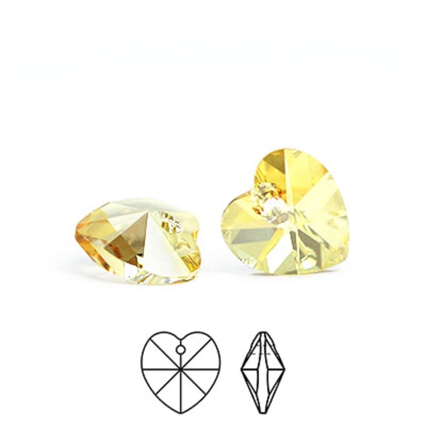 Preciosa berlocker, 10mm hjärtan, Crystal Blond Flare, 4st gul