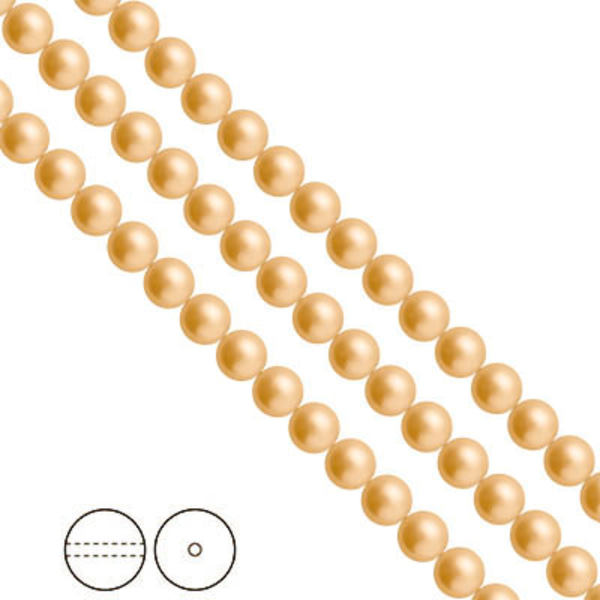 Preciosa Nacre Pearls (premiumkvalitet), 6mm, Gold, 25st