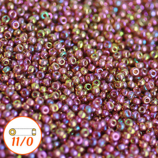Miyuki seed beads 11/0, dark topaz AB gold luster, 10g brun