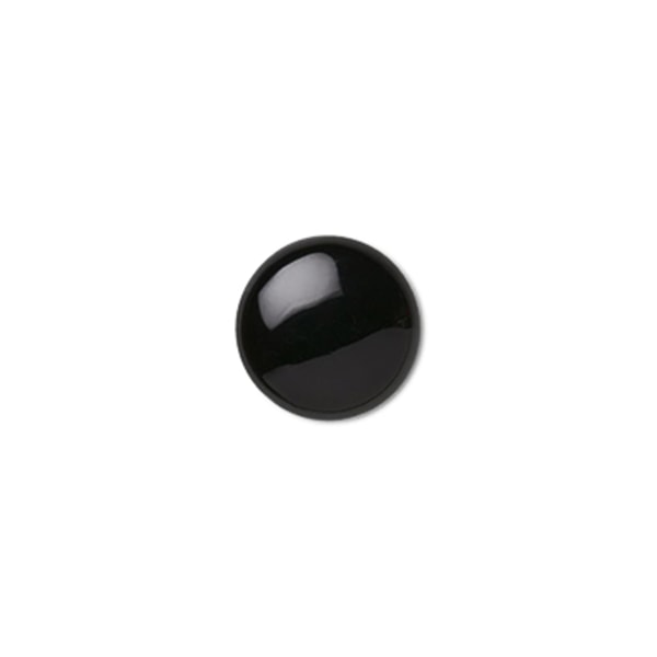 Cabochon, svarttonad agat, ca 14mm rund, 1st svart