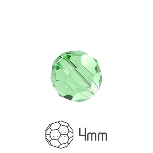 Runda fasetterade Preciosa pärlor, 4mm, Chrysolite, 30st grön