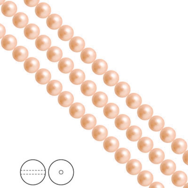 Preciosa Nacre Pearls (premiumkvalitet), 6mm, Peach, 25st