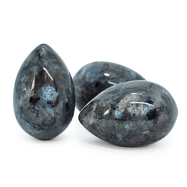 Stenägg utan hål, naturlig larvikit/"grå labradorit", 2x3cm, 1st
