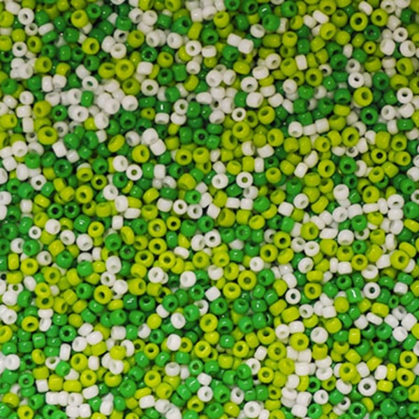 Seed bead mix i vårgröna toner, 20g grön