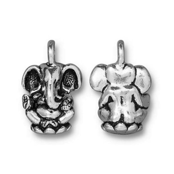TierraCast berlock Ganesh, 12x18mm, silverpläterad, 1st silver