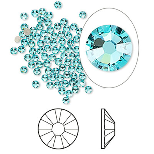 Swarovski flat back strass, 2.5-2.7mm, lt turquoise, 20-pack