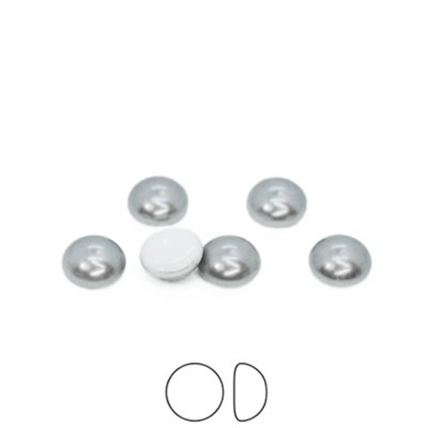 Preciosa Nacre Cabochoner (premiumkvalitet), ca 8mm, Light Grey, grå