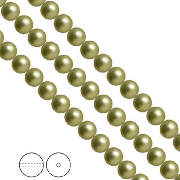 Preciosa Nacre Pearls (premiumkvalitet), 8mm, Light Green, 20st