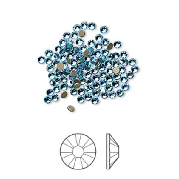 Swarovski flat back strass, 1.7-1.9mm, aquamarine, 20-pack blå