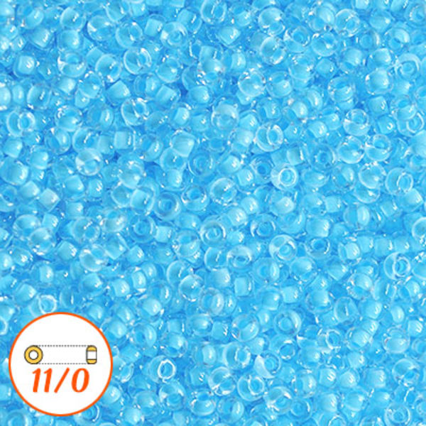 Miyuki seed beads 11/0, sky blue-lined crystal, 10g