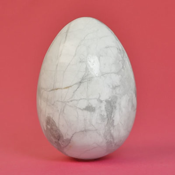 Stenägg utan hål, naturlig vit howlit, 3,5x5cm, 1st