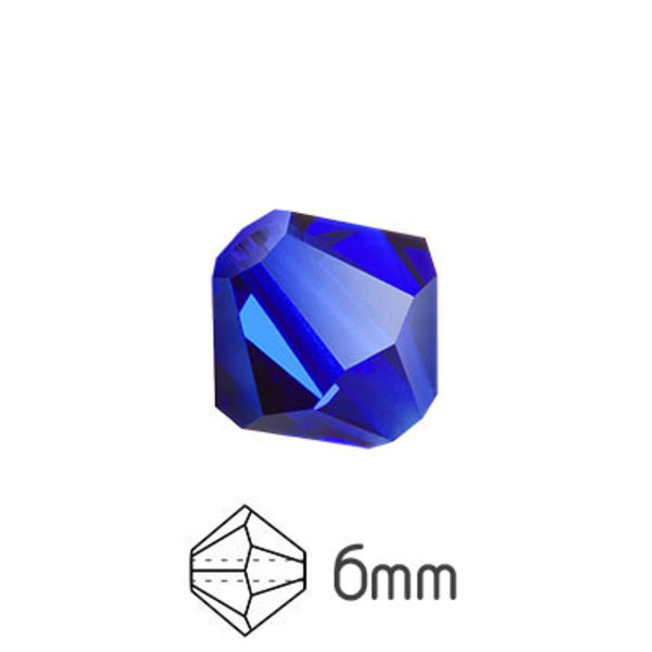 Fasetterade Preciosa pärlor, bicones, 6mm, Cobalt Blue, 28st
