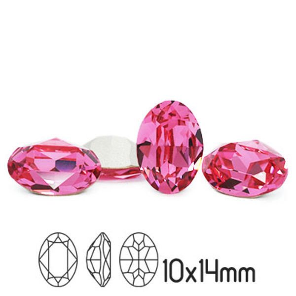 Preciosa kristall, 14x10mm MC Oval, Rose, 1st rosa