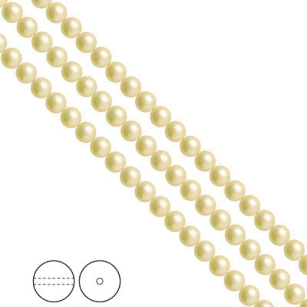 Preciosa Nacre Pearls (premiumkvalitet), 4mm, Vanilla, 30st gul