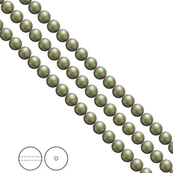 Preciosa Nacre Pearls (premiumkvalitet), 5mm, Pearlescent Khaki,