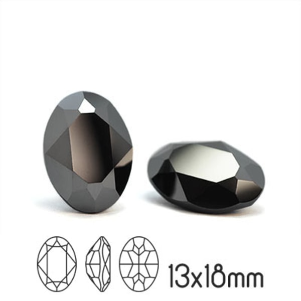 Preciosa kristall, 18x13mm MC Oval, Jet Hematite, 1st svart