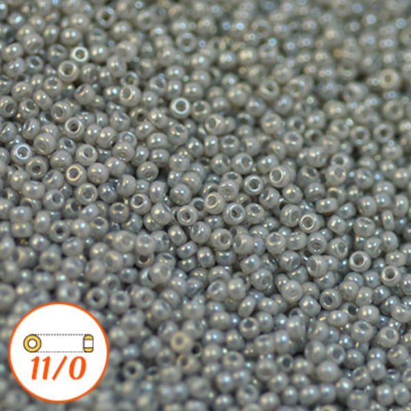 Miyuki seed beads 11/0, gray ceylon, 10g grå