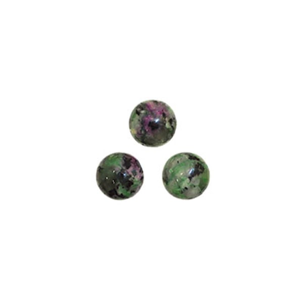 Cabochon, konstgjord rubinzoisit, 8mm rund, 1st grön