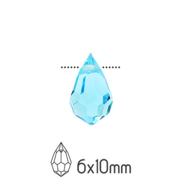 Preciosa drop pendants, 6x10mm, Aqua Bohemica, 4st turkos