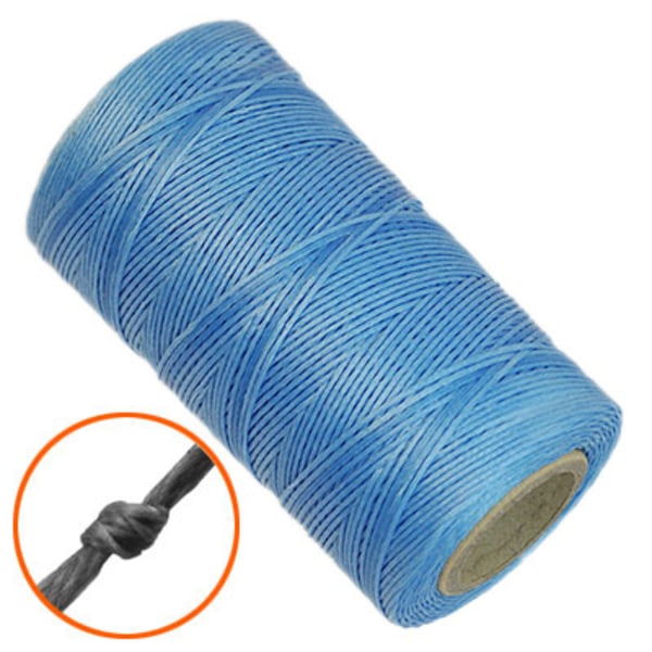 Vaxad, platt polyestertråd, 1x0.3mm, ljusblå, 10m blå