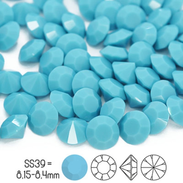 Preciosa chatons, SS39 (ca 8mm), Turquoise, 4st turkos