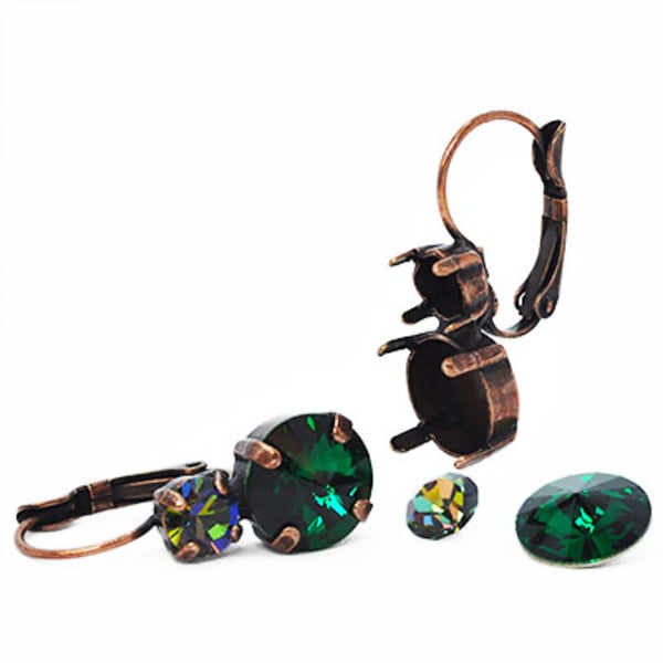 Brisyrkrokar med infattningar för 6mm och 10.6mm strass, antik k brun