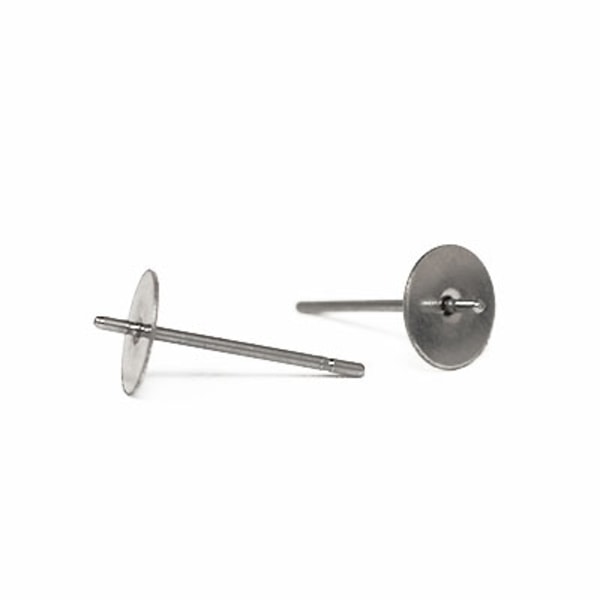 Öronstift för halvborrade pärlor, rostfritt kirurgiskt stål, 6mm silver