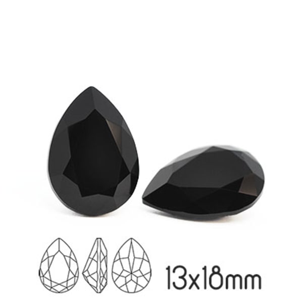 Preciosa kristall, 18x13mm Baroque Pear, Jet, 1st svart
